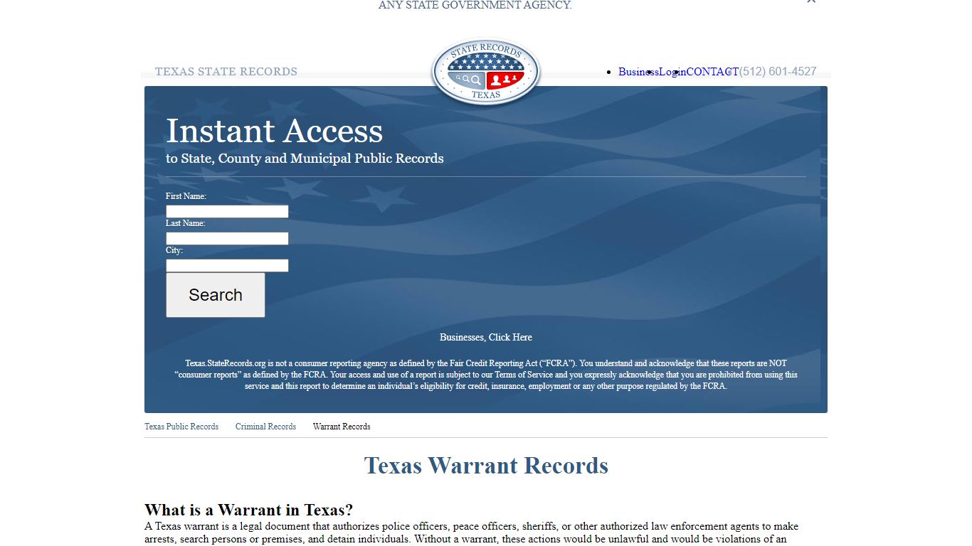 Texas Warrant Search | StateRecords.org